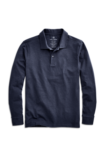 True Navy | Front view of Intrepid Long Sleeve Polo in True Navy