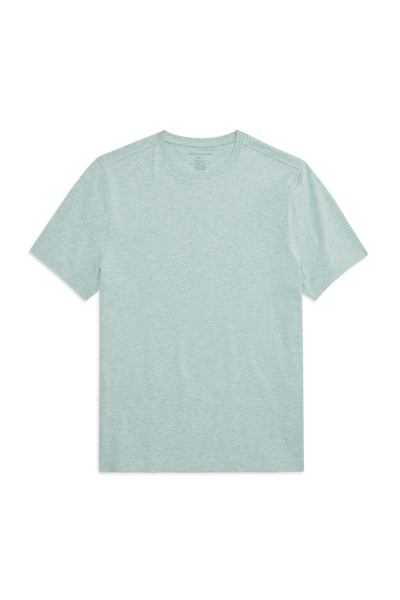 Front view of Slub Crew Neck T-Shirt in Nile Blue Heather