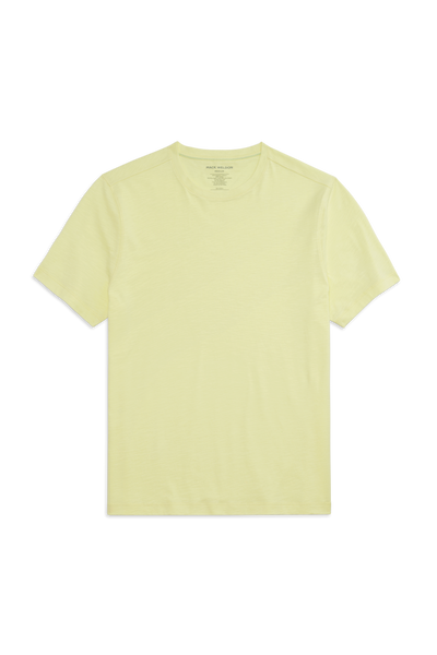 Front view of Slub Crew Neck T-Shirt in Pastel Yellow