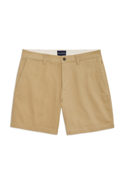 Front view of Stretch Twill Chino Short 7" in Sisal
