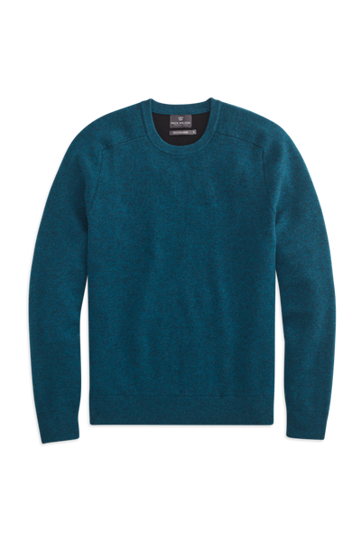 Deep Sea Heather | Front view of Tech Cashmere Crew Neck Sweater in Deep Sea Heather