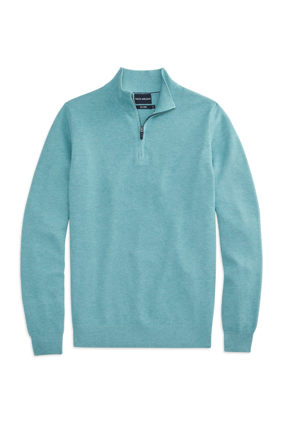 Front view of Tech Linen Quarter Zip in Shallow Water Heather