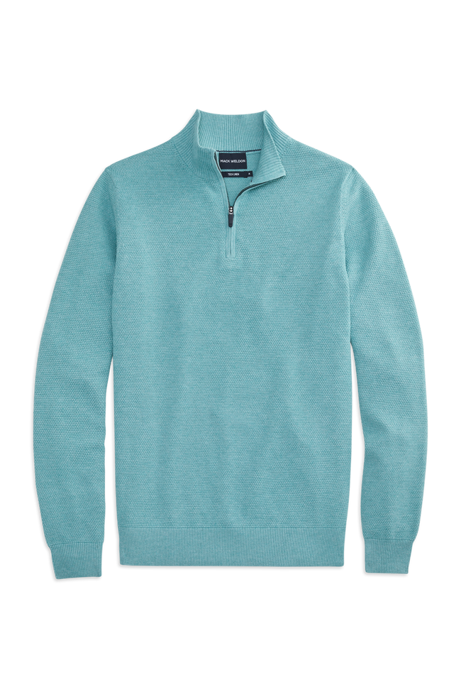 Front view of Tech Linen Quarter Zip in Shallow Water Heather