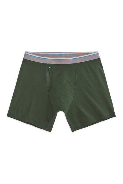 Front view of Tech Merino Jersey Boxer Brief in Dark Forest