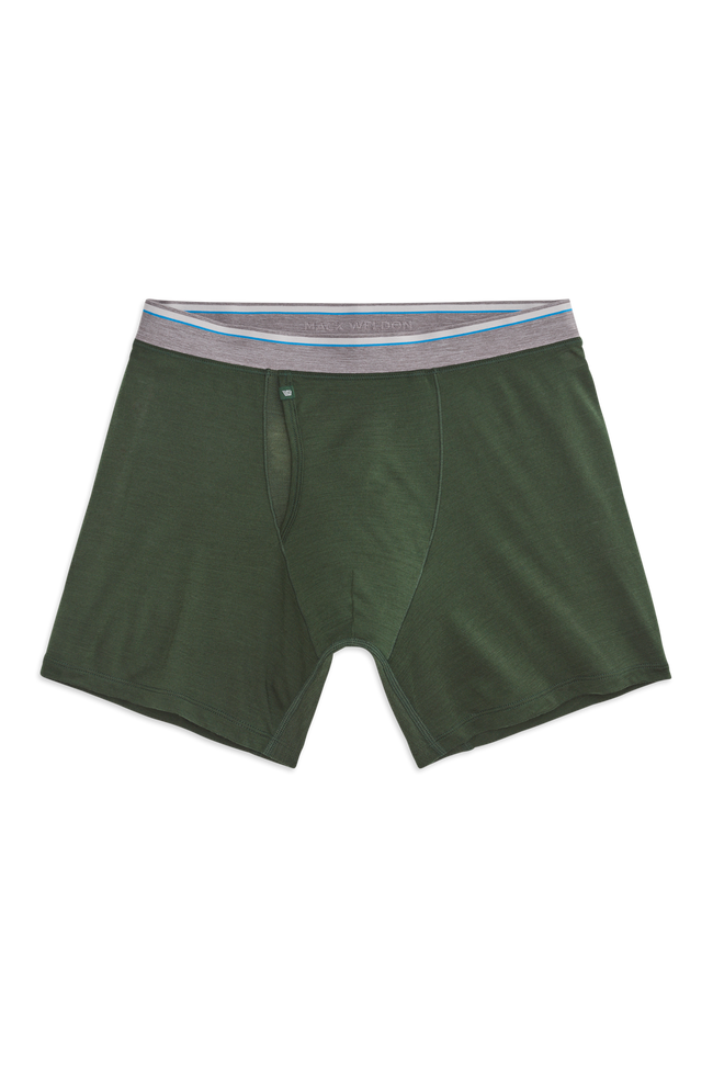 Front view of Tech Merino Jersey Boxer Brief in Dark Forest