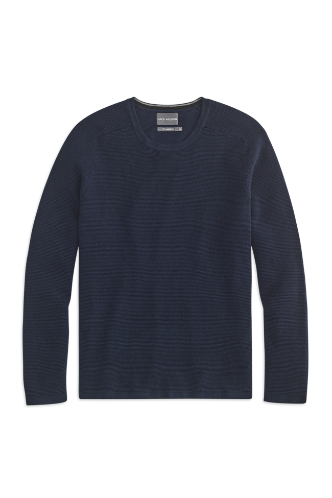 Front view of Tech Merino Waffle Crew Neck Sweater in Total Eclipse