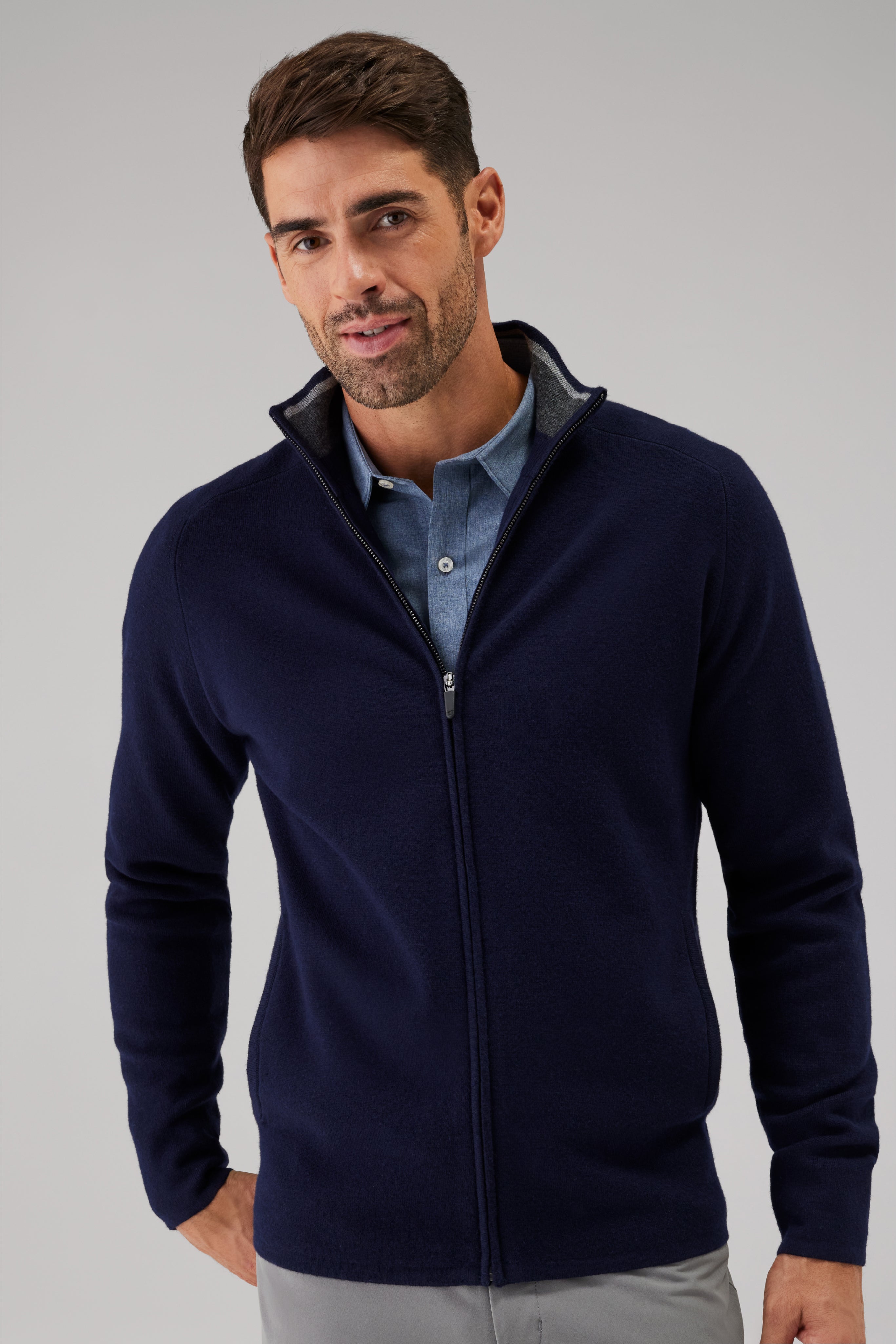 Tech Merino Full-Zip Sweater Total Eclipse Blue