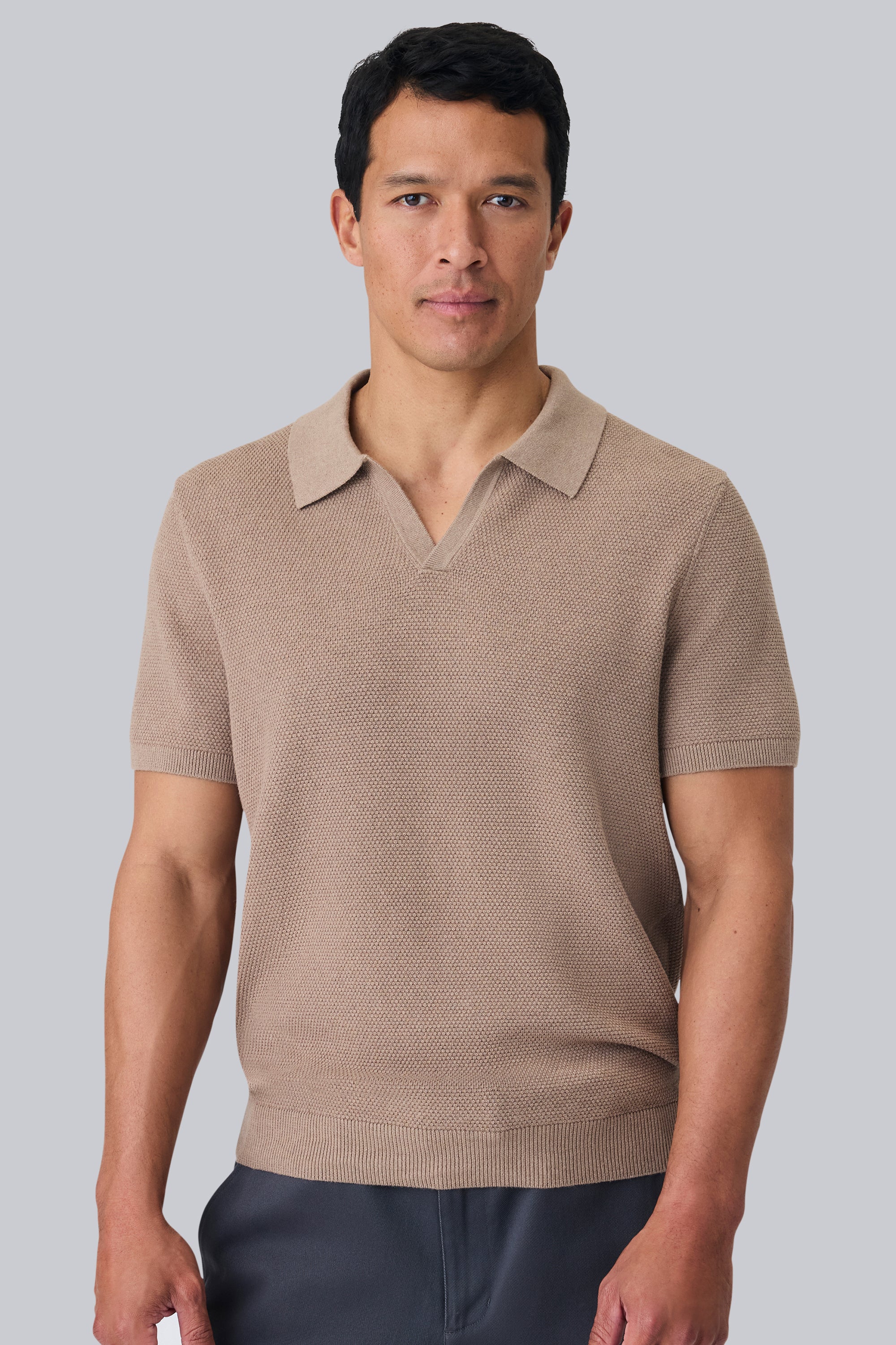 Mack Weldon Tech Linen Johnny Collar Sweater Polo |