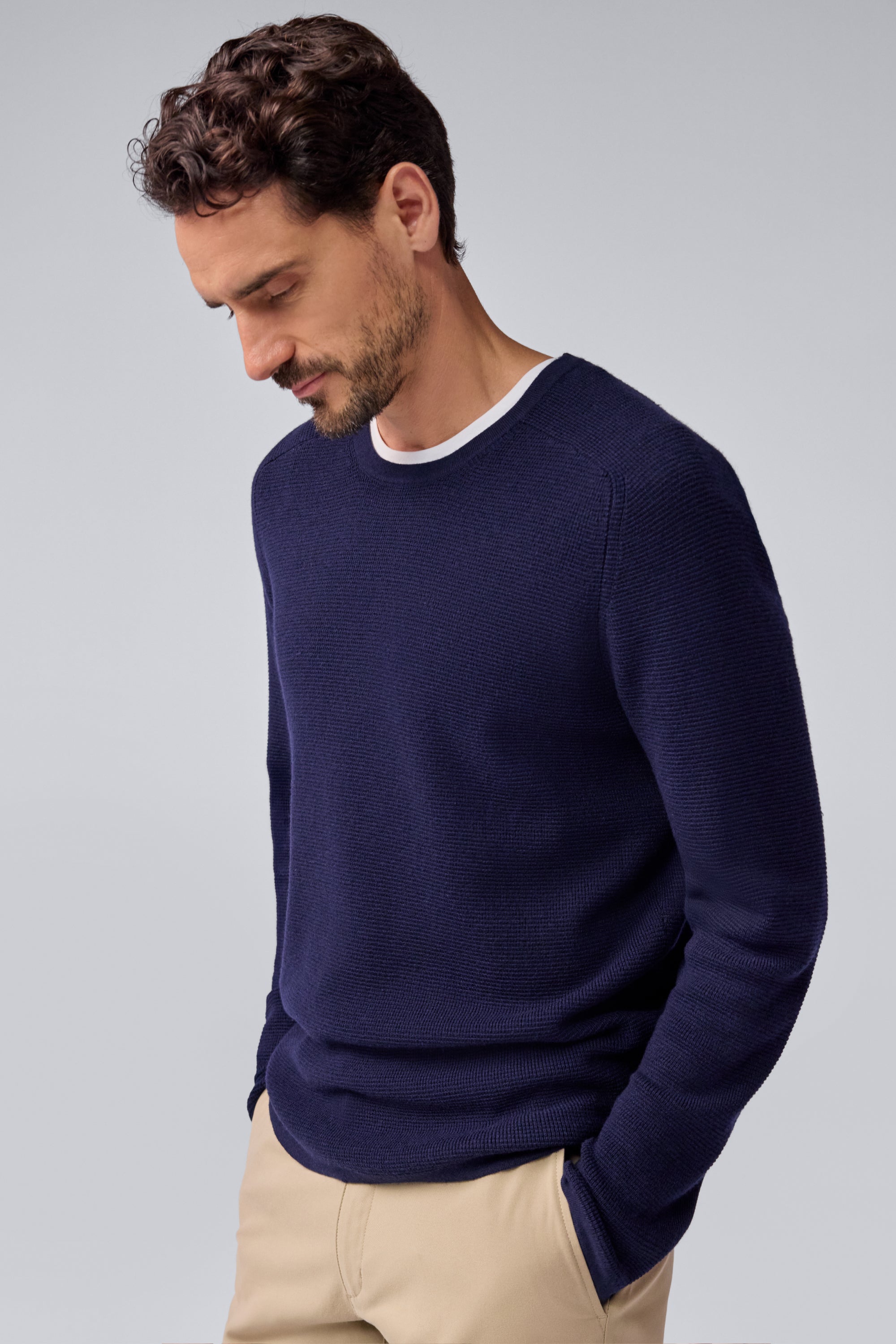 Mack Weldon Tech Merino Waffle Crew | Textured Merino Wool Sweater