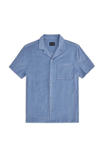 Front view of Terry Cloth Short Sleeve Button Up in Desert Spring