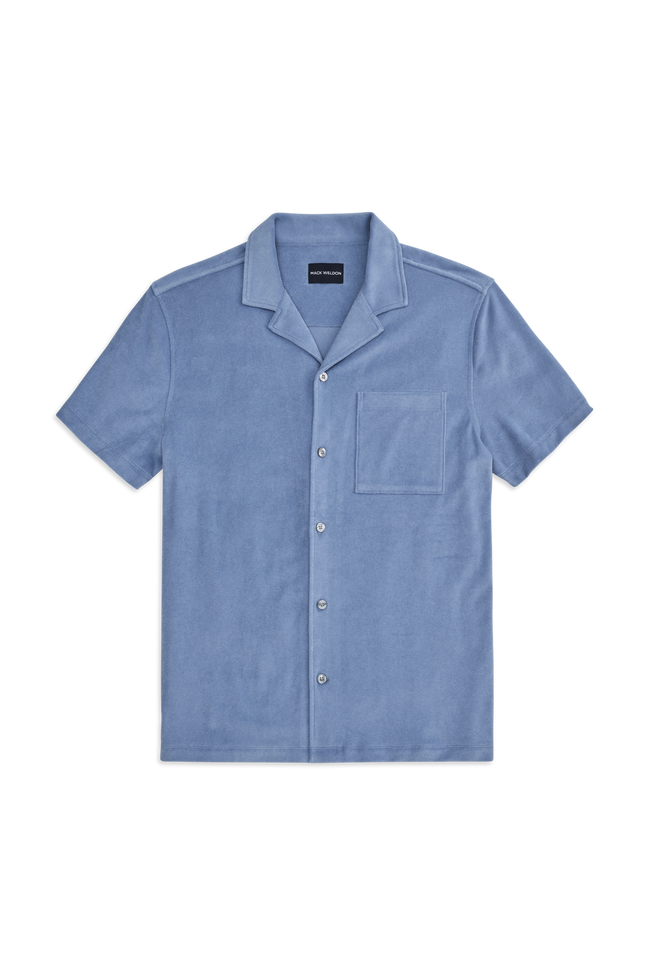 Front view of Terry Cloth Short Sleeve Button Up in Desert Spring