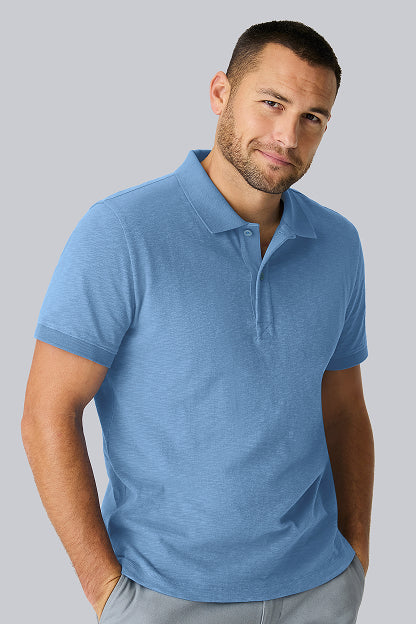 Man wearing Silver Pique Polo