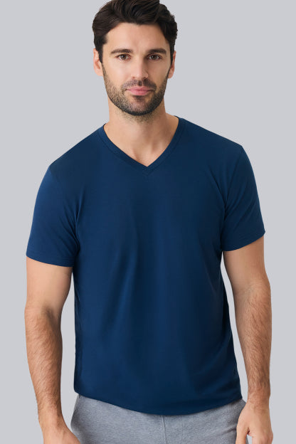 Man wearing Pima V-Neck T-Shirt