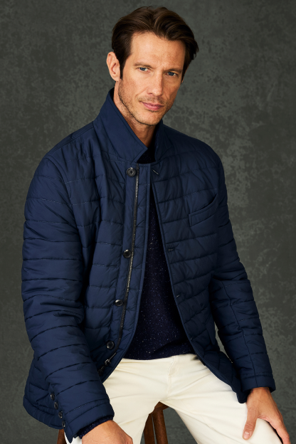 Man wearing Warmknit Puffer Blazer
