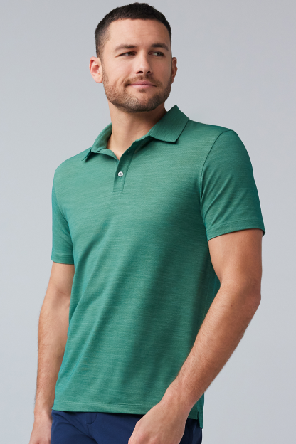 man wearing green polo