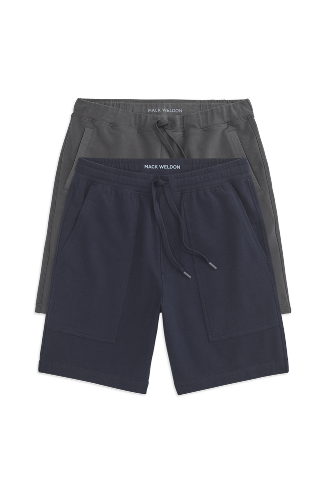 Front view of 2 packs ACE Carpenter Short & ACE Sweatshorts 9" in Total Eclipse / Asphalt color