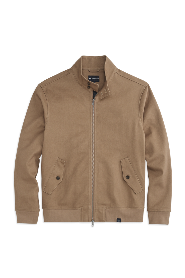 Front view of Twill Harrington Jacket in Shroom