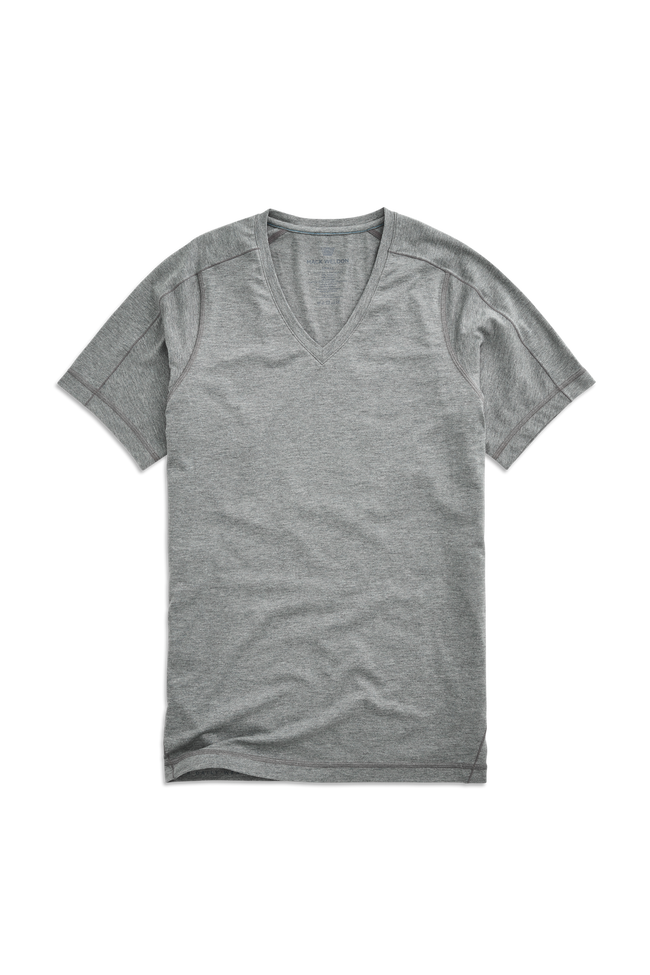 Grey Heather | Front view of 18-Hour V-Neck Undershirt in Grey Heather
