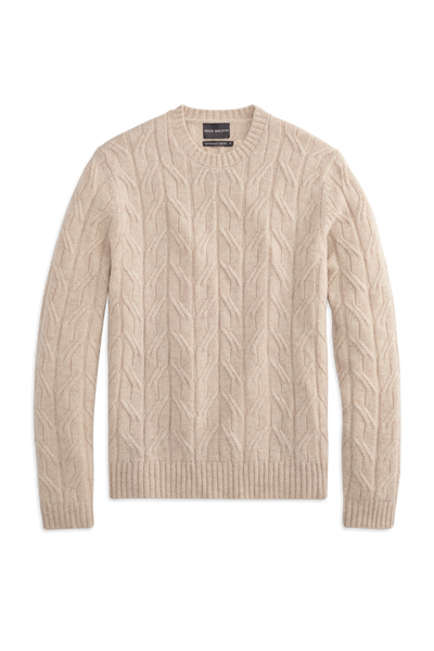 Front view of WARMKNIT Wool Crew Neck Sweater in Oatmeal Heather