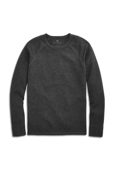 Charcoal Heather | Front view of WARMKNIT Waffle Crew Neck in Charcoal Heather