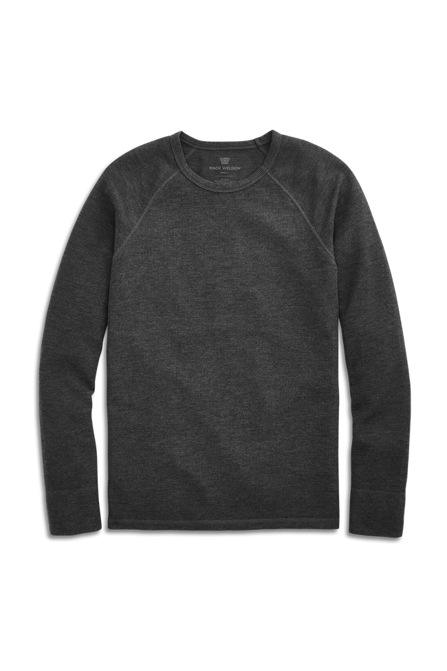 Charcoal Heather | Front view of WARMKNIT Waffle Crew Neck in Charcoal Heather