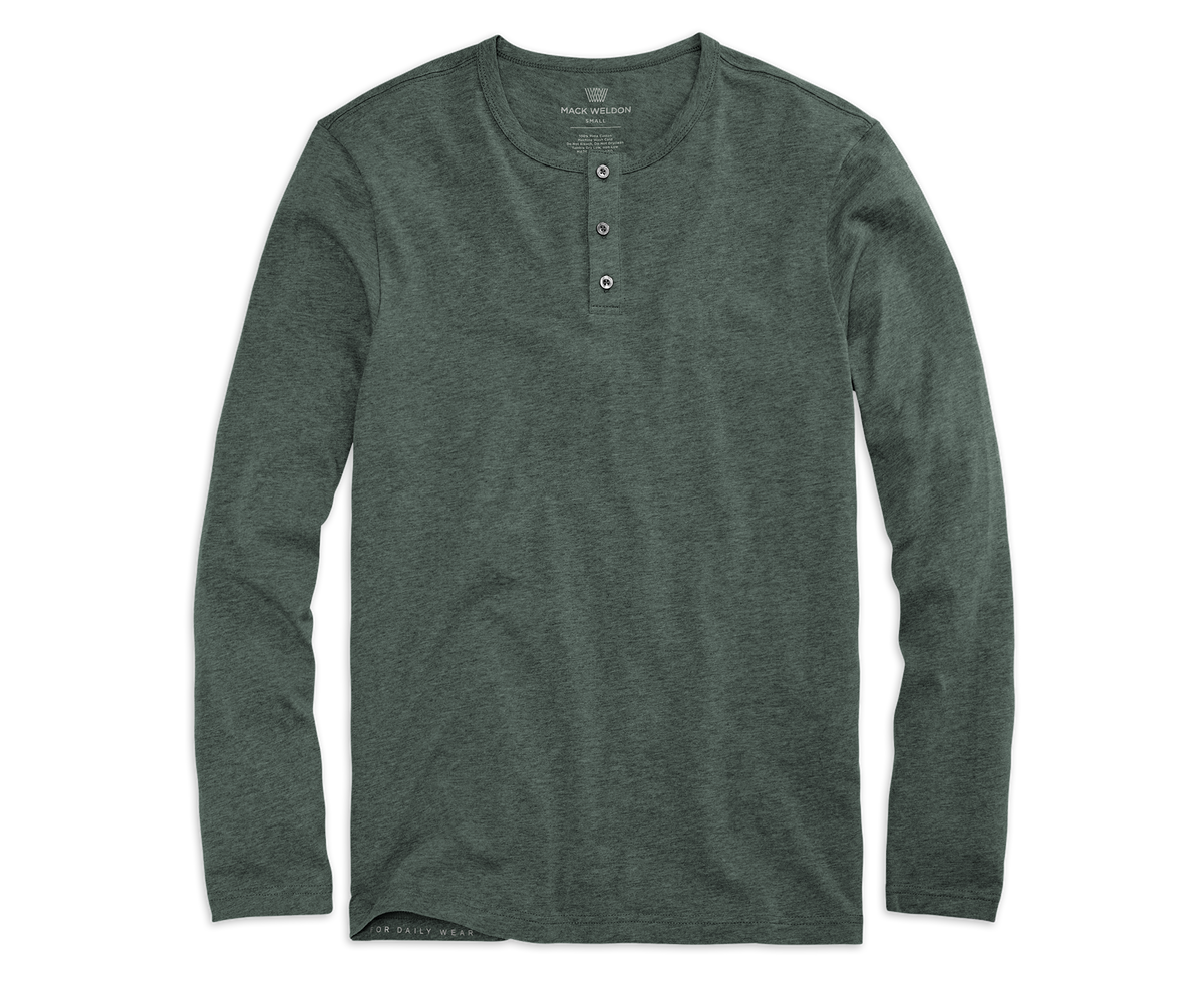 Pima Long Sleeve Henley Midnight Pine Heather – Mack Weldon