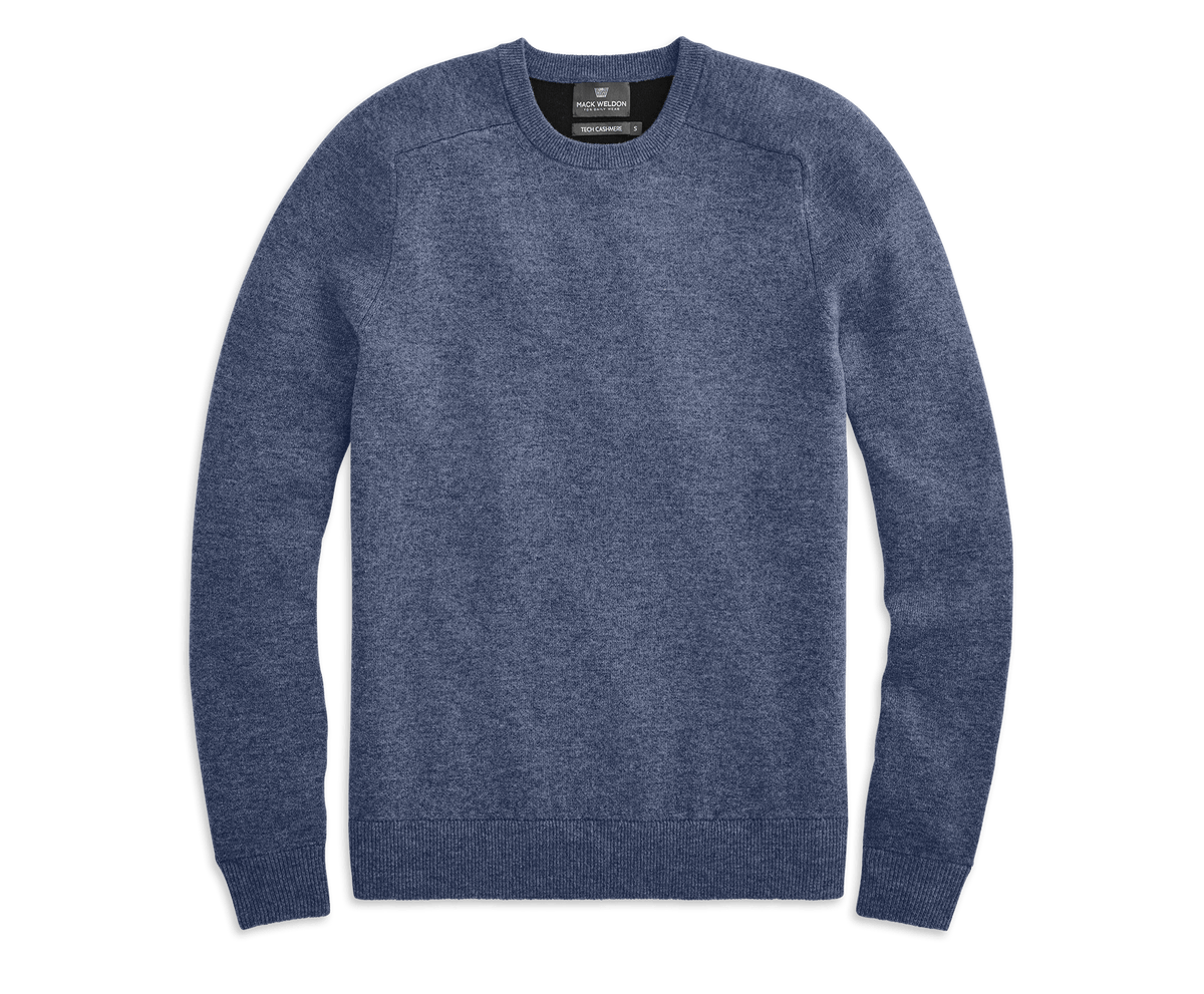 Tech Cashmere Crew Neck Sweater True Navy Heather – Mack Weldon