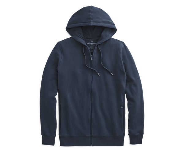 Plain blue discount zip up hoodie