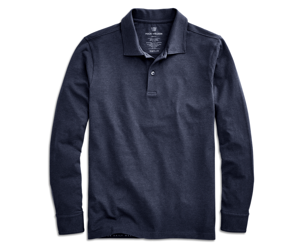 SILVER Long Sleeve Polo True Navy – Mack Weldon